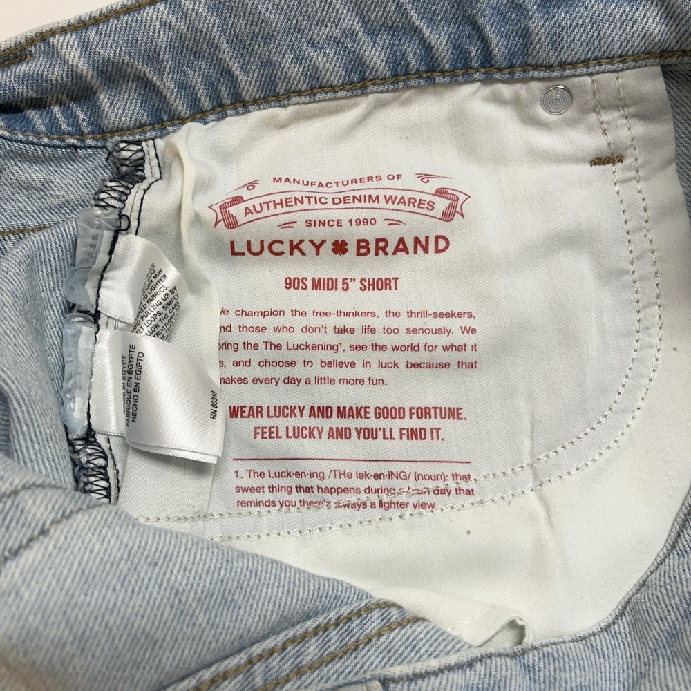 Lucky Brand Womens Denim Shorts Cutoffs 8/29 90s Midi Short Festival Boho Beachy - Picture 12 of 15